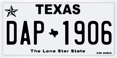 TX license plate DAP1906