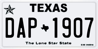 TX license plate DAP1907
