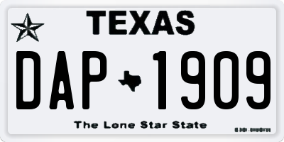 TX license plate DAP1909