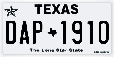 TX license plate DAP1910