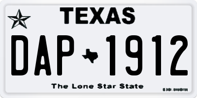 TX license plate DAP1912