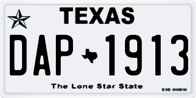 TX license plate DAP1913