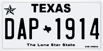 TX license plate DAP1914