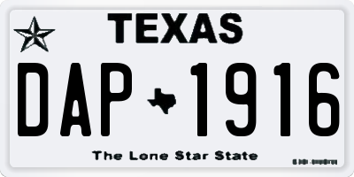 TX license plate DAP1916