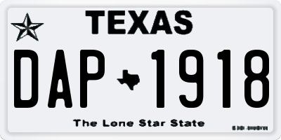 TX license plate DAP1918