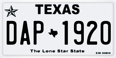 TX license plate DAP1920