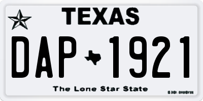 TX license plate DAP1921