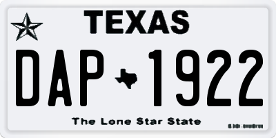 TX license plate DAP1922