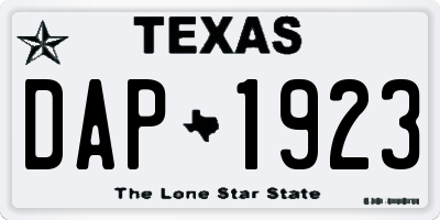 TX license plate DAP1923