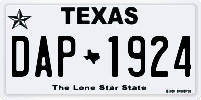 TX license plate DAP1924