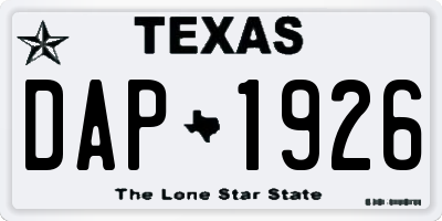 TX license plate DAP1926