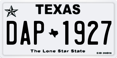 TX license plate DAP1927