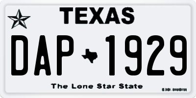 TX license plate DAP1929