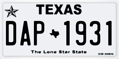 TX license plate DAP1931