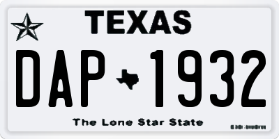 TX license plate DAP1932