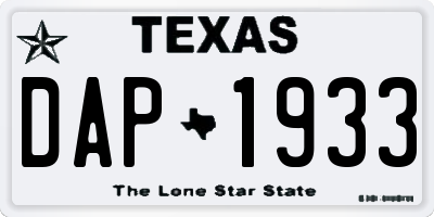 TX license plate DAP1933