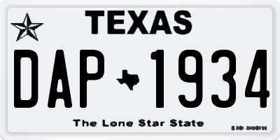TX license plate DAP1934