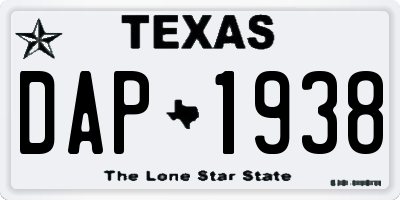 TX license plate DAP1938