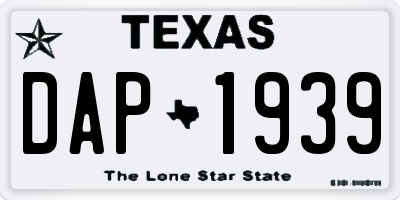 TX license plate DAP1939