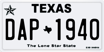 TX license plate DAP1940