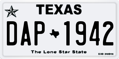 TX license plate DAP1942