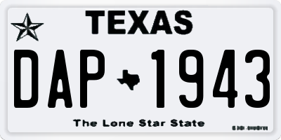 TX license plate DAP1943