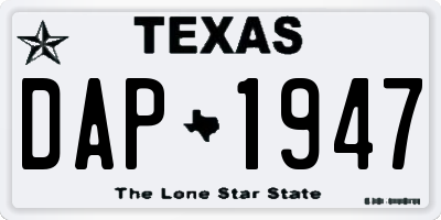 TX license plate DAP1947