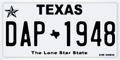 TX license plate DAP1948