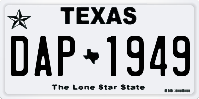 TX license plate DAP1949