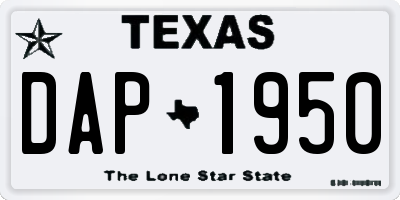 TX license plate DAP1950