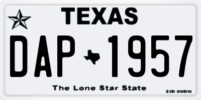 TX license plate DAP1957