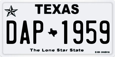 TX license plate DAP1959