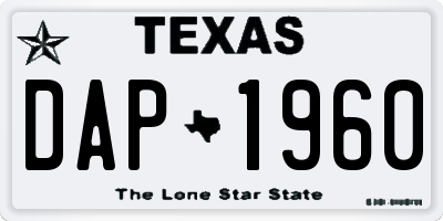 TX license plate DAP1960