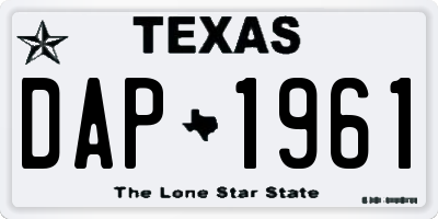 TX license plate DAP1961