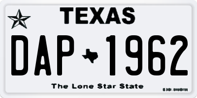 TX license plate DAP1962