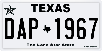 TX license plate DAP1967