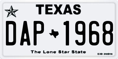 TX license plate DAP1968