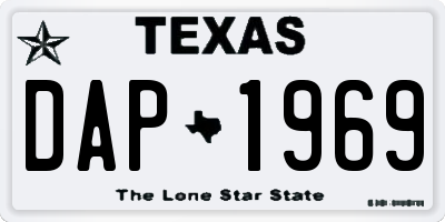 TX license plate DAP1969