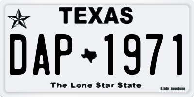 TX license plate DAP1971