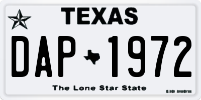 TX license plate DAP1972
