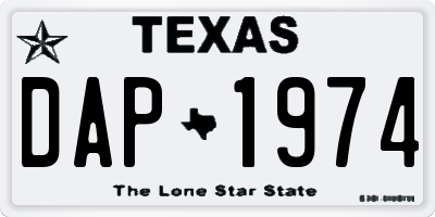 TX license plate DAP1974
