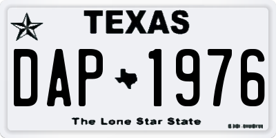 TX license plate DAP1976