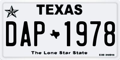TX license plate DAP1978