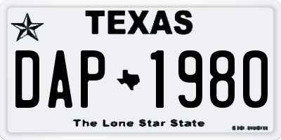 TX license plate DAP1980