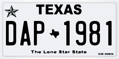 TX license plate DAP1981