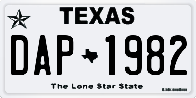 TX license plate DAP1982