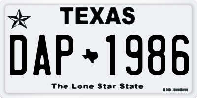 TX license plate DAP1986