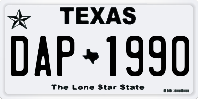 TX license plate DAP1990