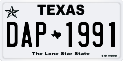 TX license plate DAP1991