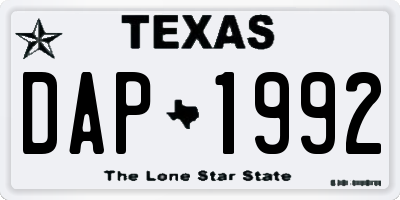 TX license plate DAP1992